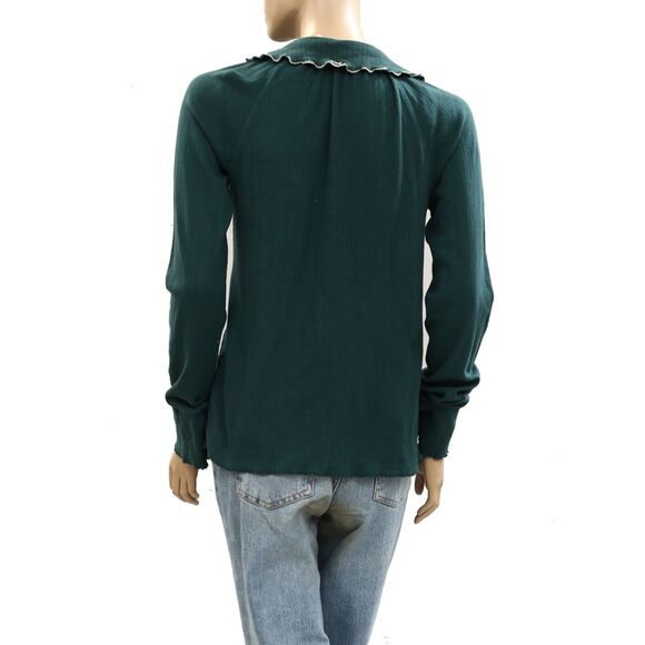 Free People Juniper Long Sleeve Cardi Top Buttondown Embroidered M NEW 284327 - Picture 6 of 7